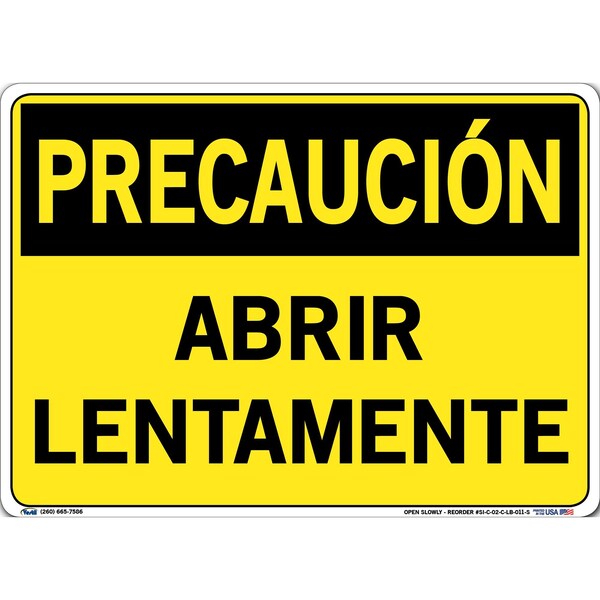 Vinyl Label Sign, 10-1/2" Height, 14-1/2" Width, Vinyl Label, Rectangle, Spanish